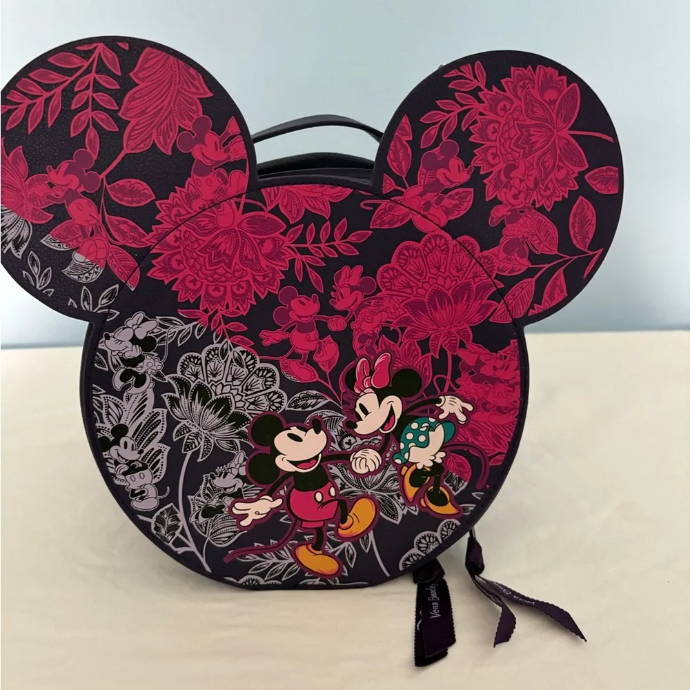 Vera Bradley Whimsy Cosmetic Bag Mickey & Minnie’s Flirty Floral Tonal - Picture 1 of 2